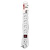 Prodlužovací kabel 5 m / 6 zásuvek / s vypínačem / bílý / PVC / 1 mm2
