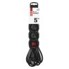 Prodlužovací kabel 5 m / 3 zásuvky / s vypínačem / černý / PVC / 1 mm2
