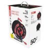 Venkovní prodlužovací kabel na bubnu 50 m / 4 zás. / černý / guma-neopren / 230V / 2,5 mm2