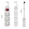 Prodlužovací kabel 1,5 m / 3 zásuvky / s vypínačem / bílý / PVC / 1 mm2