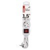 Prodlužovací kabel 1,5 m / 3 zásuvky / s vypínačem / bílý / PVC / 1 mm2