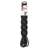 Prodlužovací kabel 2 m / 5 zásuvek / černý / PVC / 1 mm2