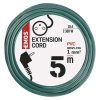 Prodlužovací kabel 5 m / 1 zásuvka / zelený / PVC / 1 mm2