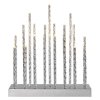 LED svícen stříbrný, 28,5 cm, 3x AA, vnitřní, teplá bílá, časovač