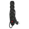 Prodlužovací kabel 1,5 m / 5 zásuvek / s vypínačem / černý / PVC / 1,5 mm2