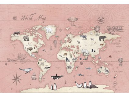 mapa sveta ruzova tapeta