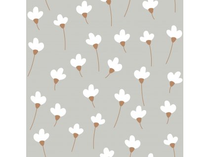 Dekornik Daisies Gray jemné květiny na tapetě