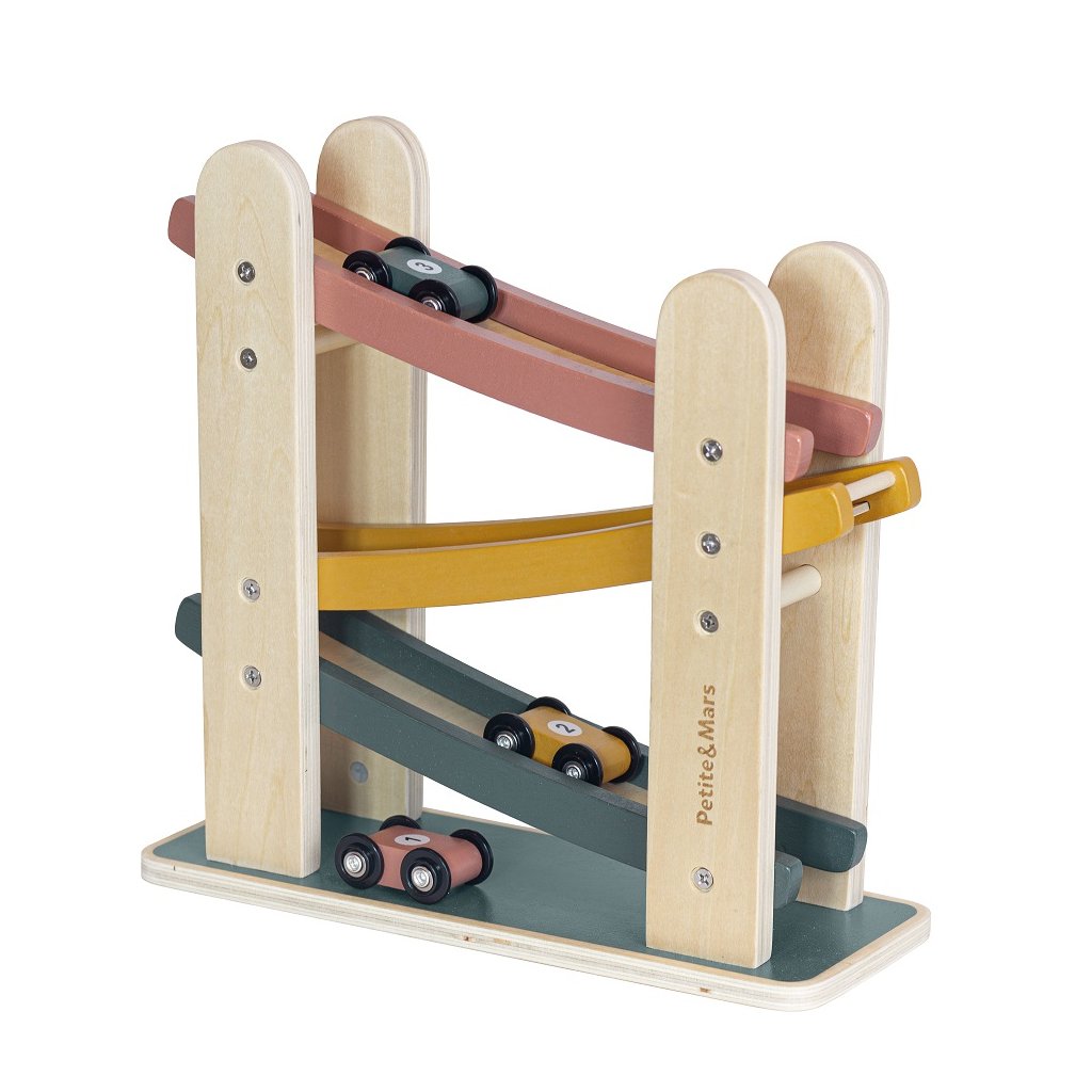 PETITE&MARS Hračka drevená pretekárska dráha Milky Way Wood of Mars 18m+ Aurora Pink