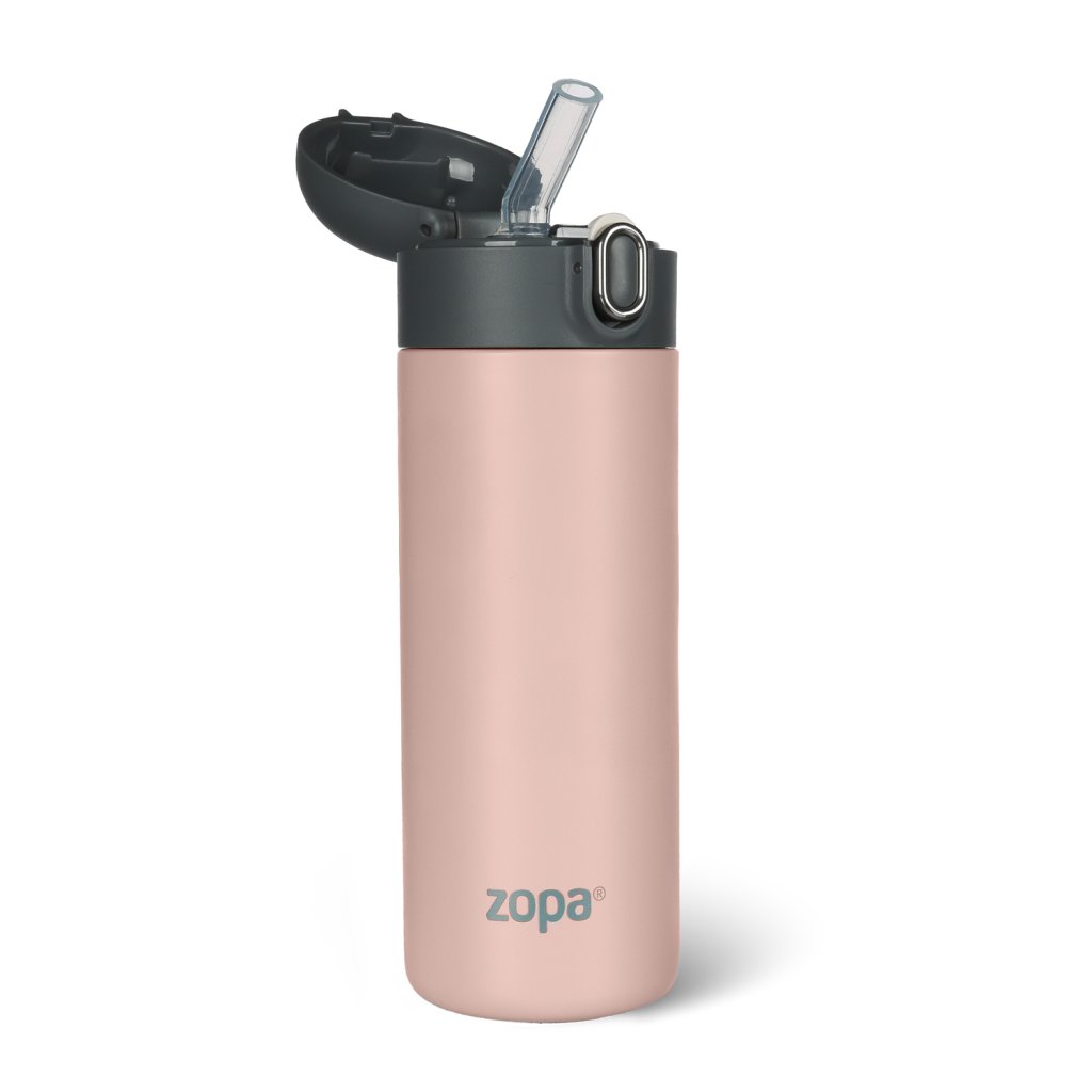 ZOPA Termoska na tekutiny s brčkem 400 ml, Candy pink