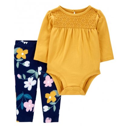 CARTER'S Set 2dielny legíny, body dl. rukáv Yellow Flowers dievča 3m