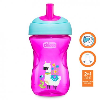 CHICCO Hrnček Advanced so slamkovým náustkom 266 ml ružový 12m+