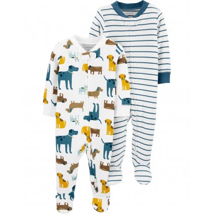 CARTER'S Overal na zips Sleep&Plays Dogs and Stripes chlapec LBB 2ks PRE, veľ. 46