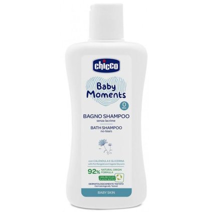 CHICCO Šampón na vlasy a telo Baby Moments 92 % prírodných zložiek 200 ml