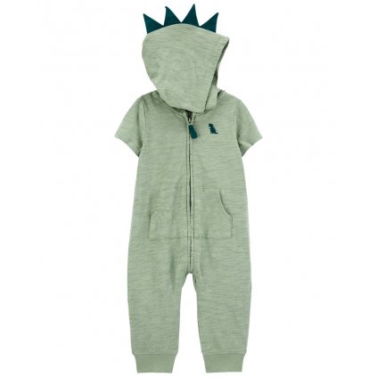 CARTER'S Overal na zips bez nožičiek kr. rukáv Green Dino chlapec 3m