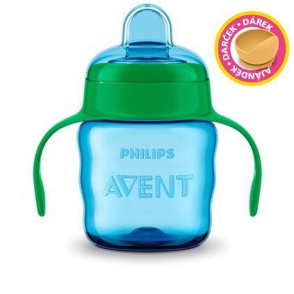 Philips AVENT Hrnček pre prvé dúšky Klasik 200 ml s držadlami chlapec+darček PETITE&MARS Miska 6m+