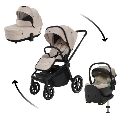 ZOPA Set kočík Move Cross 5 + hlboká korba Move XL 5 + autosedačka XM podľa vlastného výberu + báza, Ivory Beige