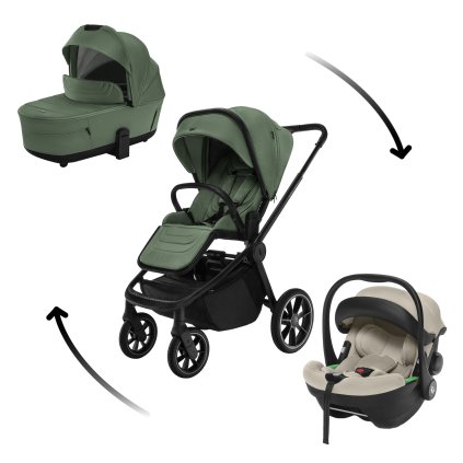 ZOPA Set kočík Move Cross 5 + hlboká korba Move XL 5 + autosedačka XM podľa vlastného výberu, Rocky Green