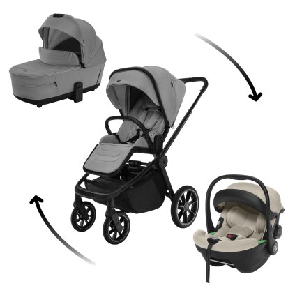 ZOPA Set kočík Move Cross 5 + hlboká korba Move XL 5 + autosedačka XM podľa vlastného výberu, Shade Grey