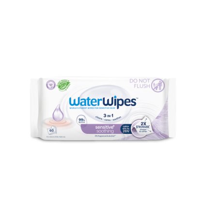 12x WATERWIPES Ubrúsky vlhčené Soothing clean bez obsahu plastov 60 ks ( 720 ks )