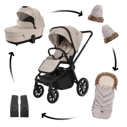 ZOPA Sada Move Cross 5 + hlboká korba Move XL 5 + darčeky, Ivory Beige