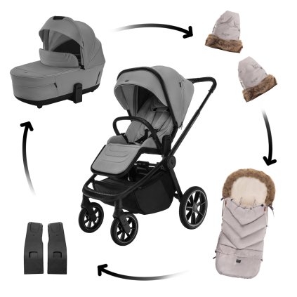 ZOPA Sada Move Cross 5 + hlboká korba Move XL 5 + darčeky, Shade Grey