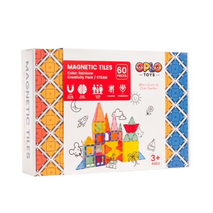 Magnetická stavebnica Oplo Toys - Rainbow 60 ks