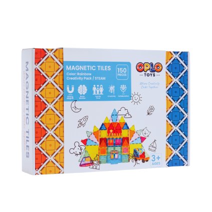 Magnetická stavebnica Oplo Toys - Rainbow 150 ks