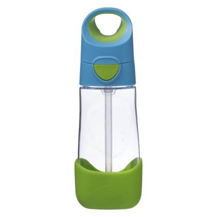 b.box Fľaša na pitie so slamkou 450 ml - modrá/zelená