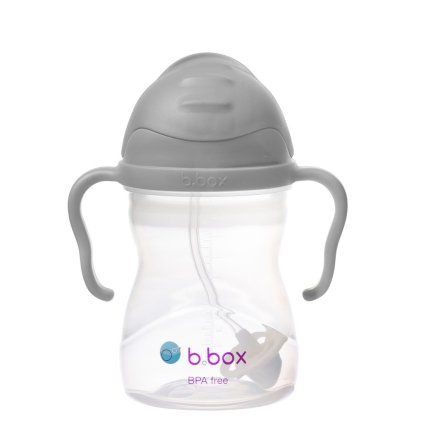 b.box Hrnček so slamkou - sivý 240 ml