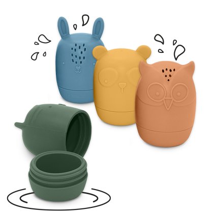 PETITE&MARS Hračky silikónové do vody AMIGOS 4 ks 6m+