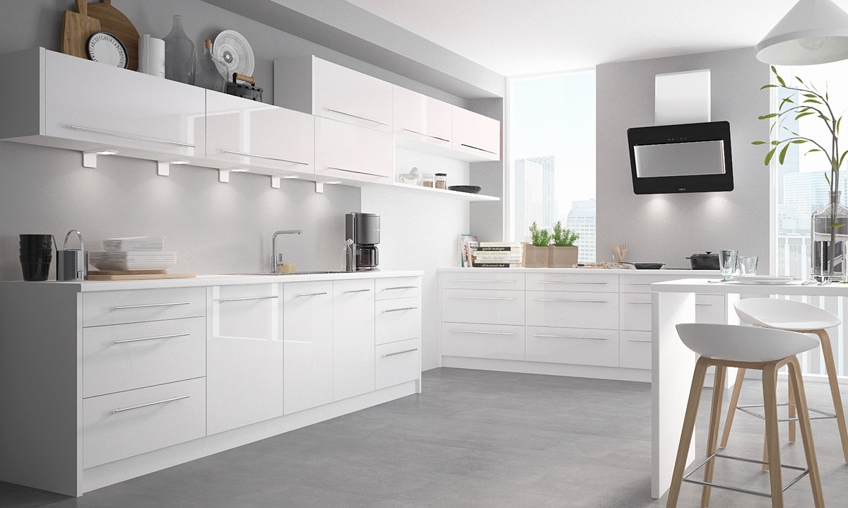 Biela lesklá kuchynská linka – nadčasové riešenie pre každú domácnosť