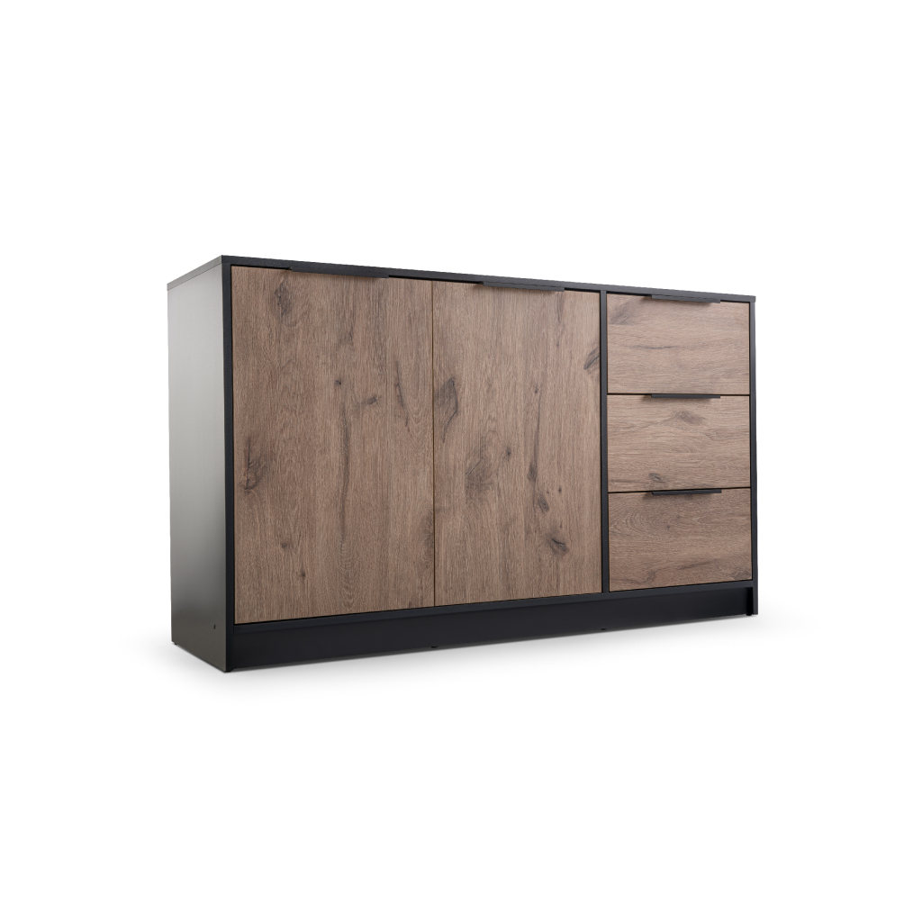 ArtStol Komoda LATI 2D3S | čierna/dub viking