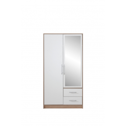 priestrana satnikova skrina so zrkadlom SMART SRL3, v modernom bielom farebnom prevedení