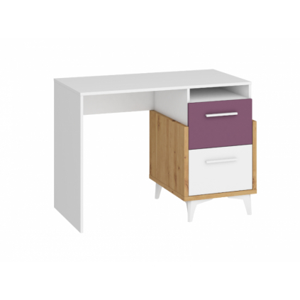 Dokonalý písací stôl HEY 03, v dizajne biela / fialová