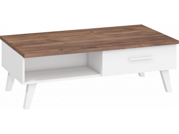 Zaujímavý konferenčný stolík NORDIS 07, v modernom vzhľade craft tobaco / biely