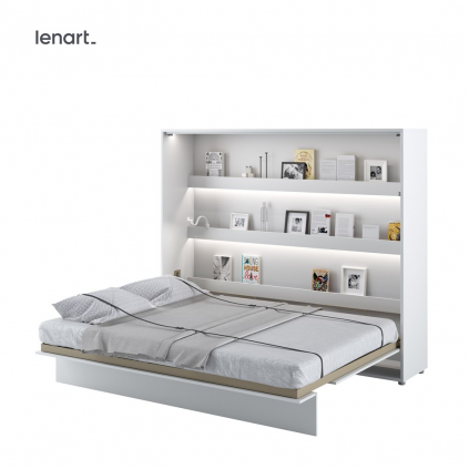 Biela lesklá sklápacia posteľ Lenart BED CONCEPT BC-14 | 160 x 200 cm