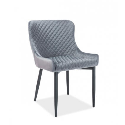 Zaujímavá jedálenská stolička COLIN B Velvet, v sivom farebnom prevedení