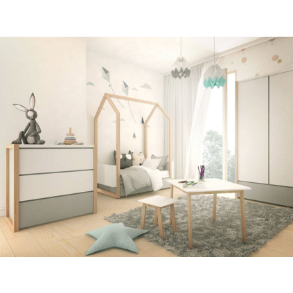 Pinette bed 90x200 white drawer 02