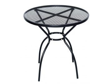 Okrúhly záhradný celokovový jedálenský stôl ZWMT-06 je drôtený a ošetrený práškovou farbou čierny