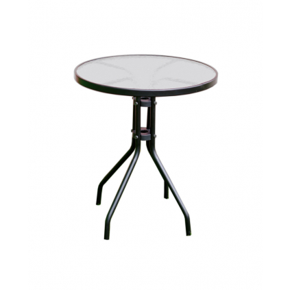 Okrúhly kovový stôl ZWT-03 so sklenenou stolovou doskou (5mm) v čiernej farbe