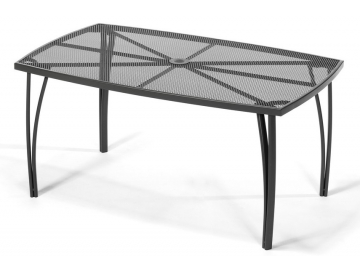Kovový záhradný stôl ZWMT-24 s drôtenou vrchnou doskou obdĺžnikového tvaru.