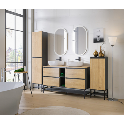 MONAKO TBR CMB 06 BATHROOM SET 6 INT001B2 B DIAMANT GREY ANT GL+WHITE F OAK HEMILTON N TT OAK HEMILTON N L+R GRP 2048PX