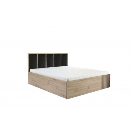 Pohodlná posteľ KALLI c16, v nadčasovom farebnom prevedení dub artisan cierna