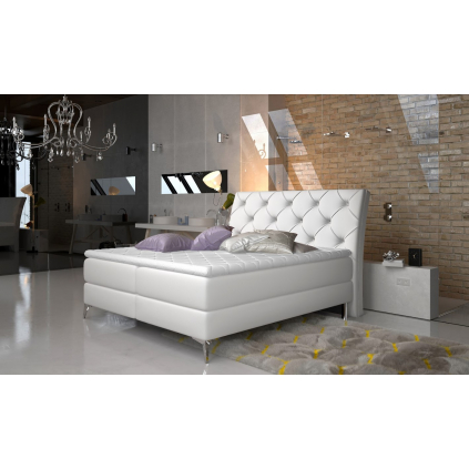 stylova manzelska postel boxspring adel ad13 biela presivane celo s gombikmi