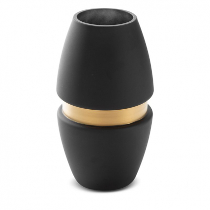 moderná luxusná čierna váza so zlatými prvkami