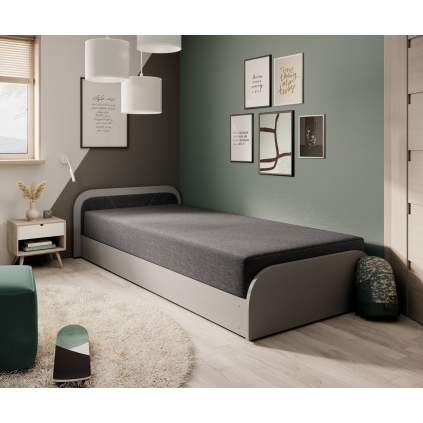 Sivá posteľ s úložným priestorom BE PA LT GR 05SA