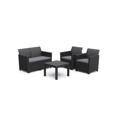 záhradný ratanový set clara2 seater sofa grafit