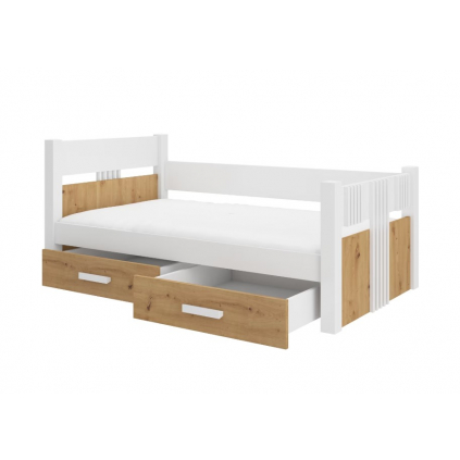 jednolozkova postel bibi s uloznym priestorom 80x180cm biela dub artisan