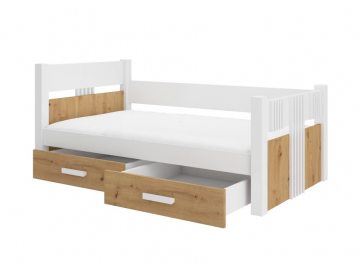 jednolozkova postel bibi s uloznym priestorom 80x180cm biela dub artisan