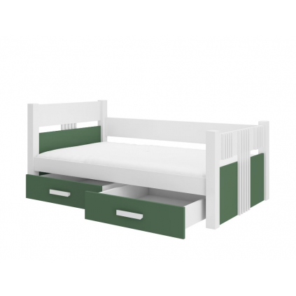 jednolozkova postel bibi s uloznym priestorom 90x200 cm biela zelena